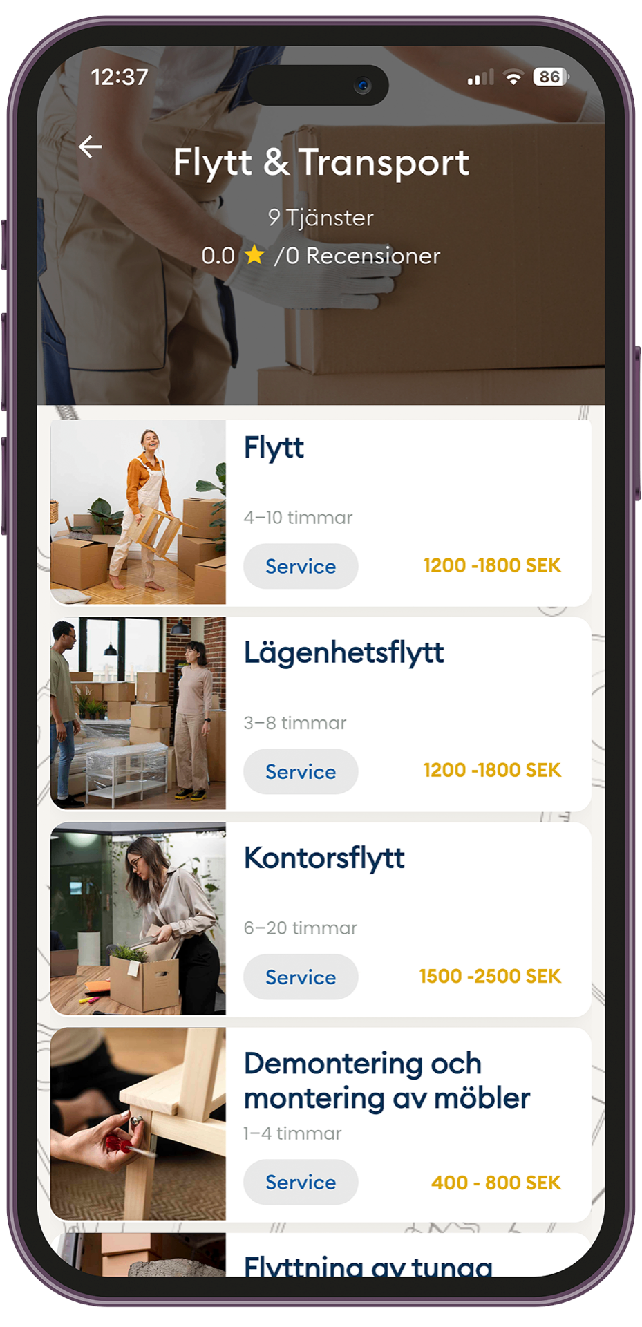 Flytt & Transport – välj tjänst